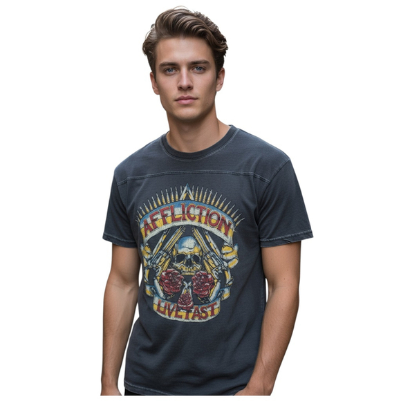 Affliction Other - Vintage Affliction T-Shirt Mens L Gray Whimsigoth 1973 World Tour Guns Roses USA